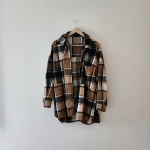Plaid Earthy Colored Oversized Long Shacket Flannel